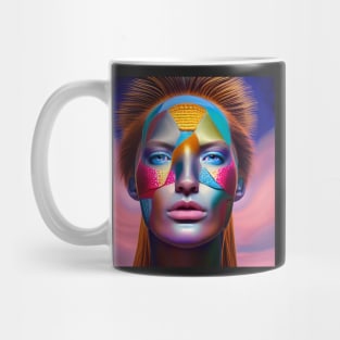 Warrior Woman in Colorful Metallic Face Paint Mug